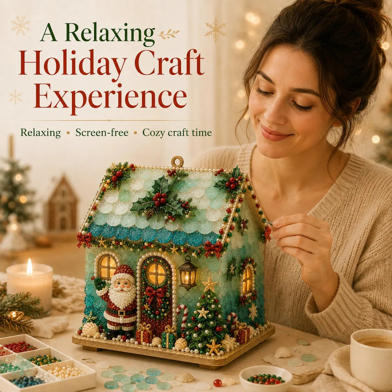 🏡DIY Glowing Coastal Glass-Style Christmas Cottage Kit Collection 💕