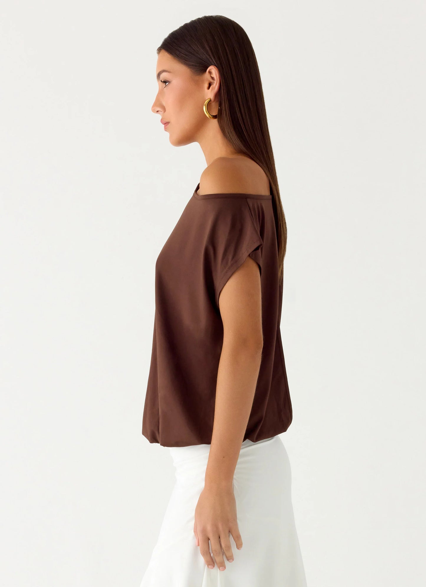 Raeni Off Shoulder Top - Chocolate