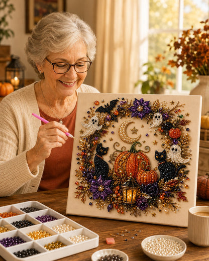 💥 Limited Time 49% OFF – 👻✨ Halloween Pearl Art DIY Kit – Create Spooky-Cute Magic