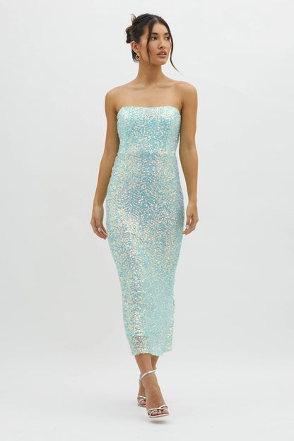 C'est Moi Sequin Laced Back Blue