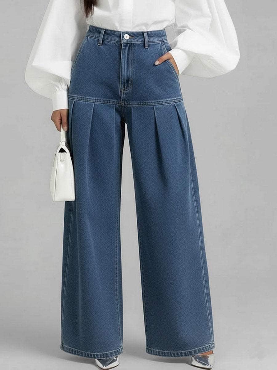 Women's High-waisted Casual Loose-fitting Wide-leg Jeans
