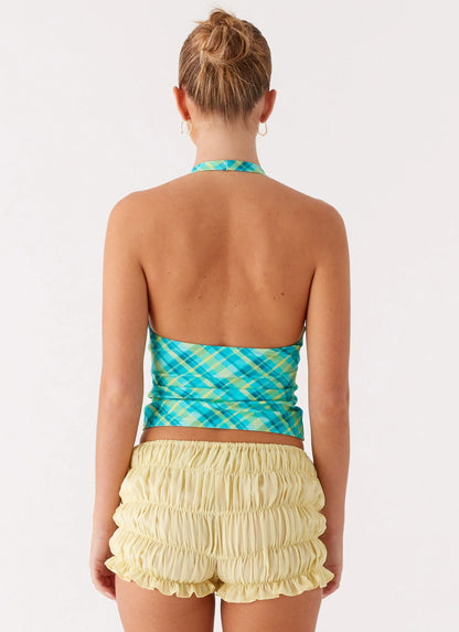 Jetsetter Halter Top - Green Check