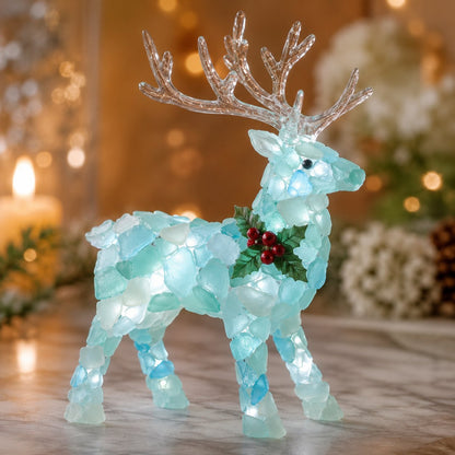 🎅DIY Lighted Sea Glass Santa Christmas Decor Kit | Complete Kit with Sea Glass Pieces, Warm Fairy Lights & Step-by-Step Guide Included 💕