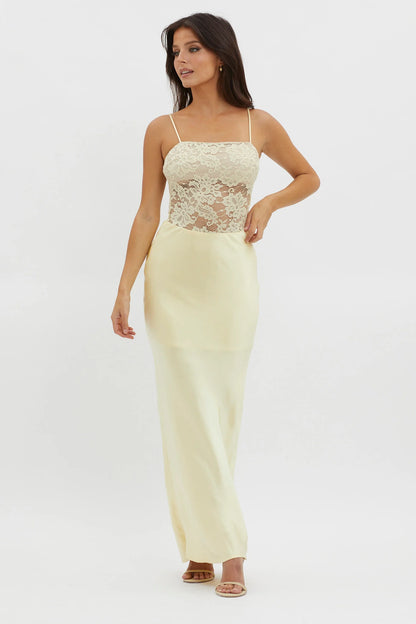 Moon Magic Floral Bodice Dress Lemon