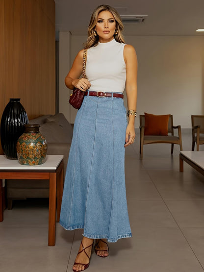 Women's Long Denim Skirt🔥 Flattering A-Line Denim Skirt – 50% OFF