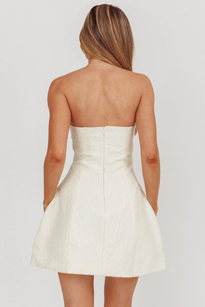 Melodic Strapless Mini Dress Cream