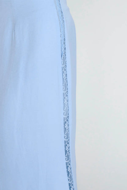 Pammy Lace Trim Maxi Skirt Cloud Blue