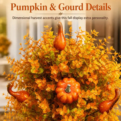 🍂Artificial Fall Pumpkin Tree Stakes– 🧡Full, Lush & Fade-Resistant