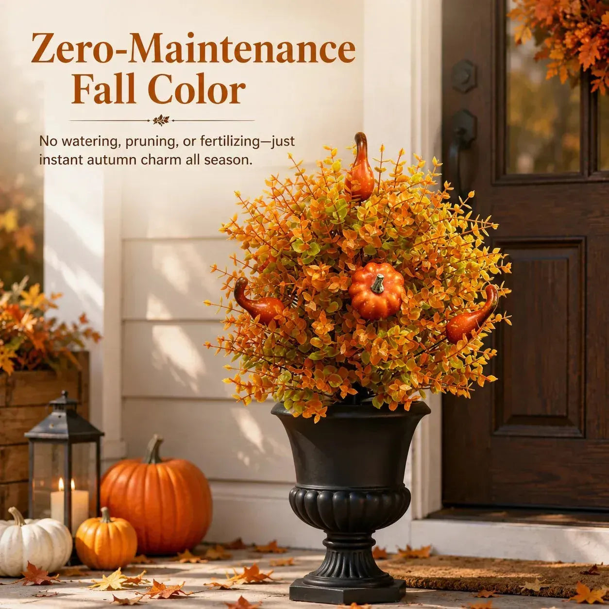 🍂Artificial Fall Pumpkin Tree Stakes– 🧡Full, Lush & Fade-Resistant