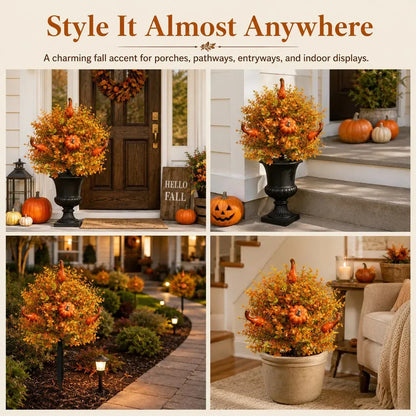 🍂Artificial Fall Pumpkin Tree Stakes– 🧡Full, Lush & Fade-Resistant
