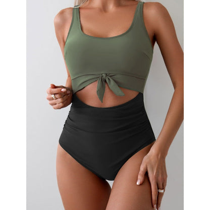 👙LAST DAY SALE 50% OFF!!💃Women's Tummy Control Slimming Cutout Tie Knot One Piece Swimsuit