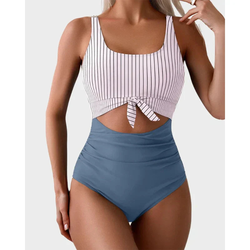 👙LAST DAY SALE 50% OFF!!💃Women's Tummy Control Slimming Cutout Tie Knot One Piece Swimsuit
