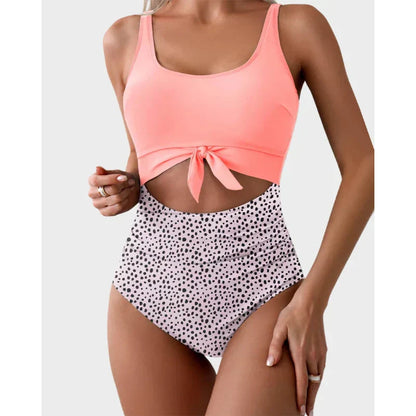 👙LAST DAY SALE 50% OFF!!💃Women's Tummy Control Slimming Cutout Tie Knot One Piece Swimsuit