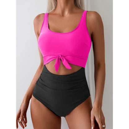 👙LAST DAY SALE 50% OFF!!💃Women's Tummy Control Slimming Cutout Tie Knot One Piece Swimsuit