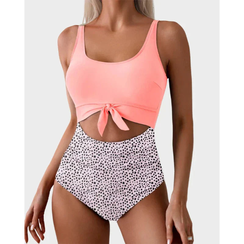 👙LAST DAY SALE 50% OFF!!💃Women's Tummy Control Slimming Cutout Tie Knot One Piece Swimsuit
