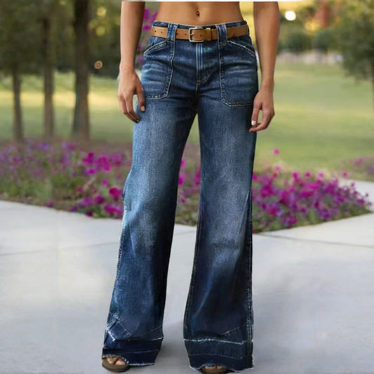 👖 Women's Retro Flare Jeans – Stretch Denim, Functional Pockets & Vintage High-Waist Fit 🌟