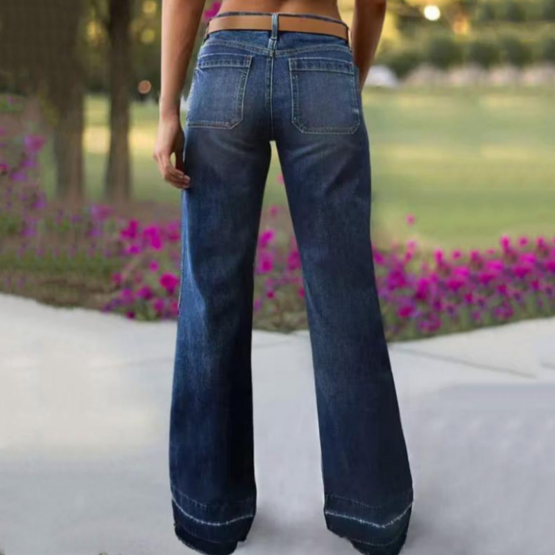 👖 Women's Retro Flare Jeans – Stretch Denim, Functional Pockets & Vintage High-Waist Fit 🌟