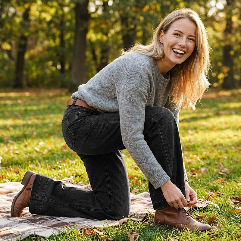 👖 Women's Retro Flare Jeans – Stretch Denim, Functional Pockets & Vintage High-Waist Fit 🌟