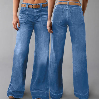 👖 Women's Retro Flare Jeans – Stretch Denim, Functional Pockets & Vintage High-Waist Fit 🌟