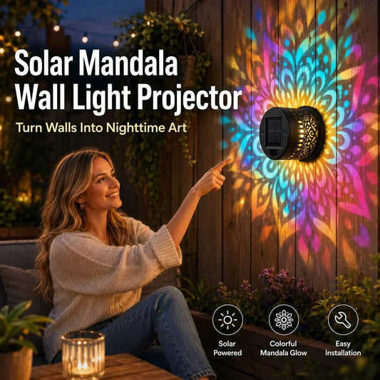 🔥Solar Mandala Light – Stunning Pattern Projection, IP65 Waterproof Auto On/Off 🌿
