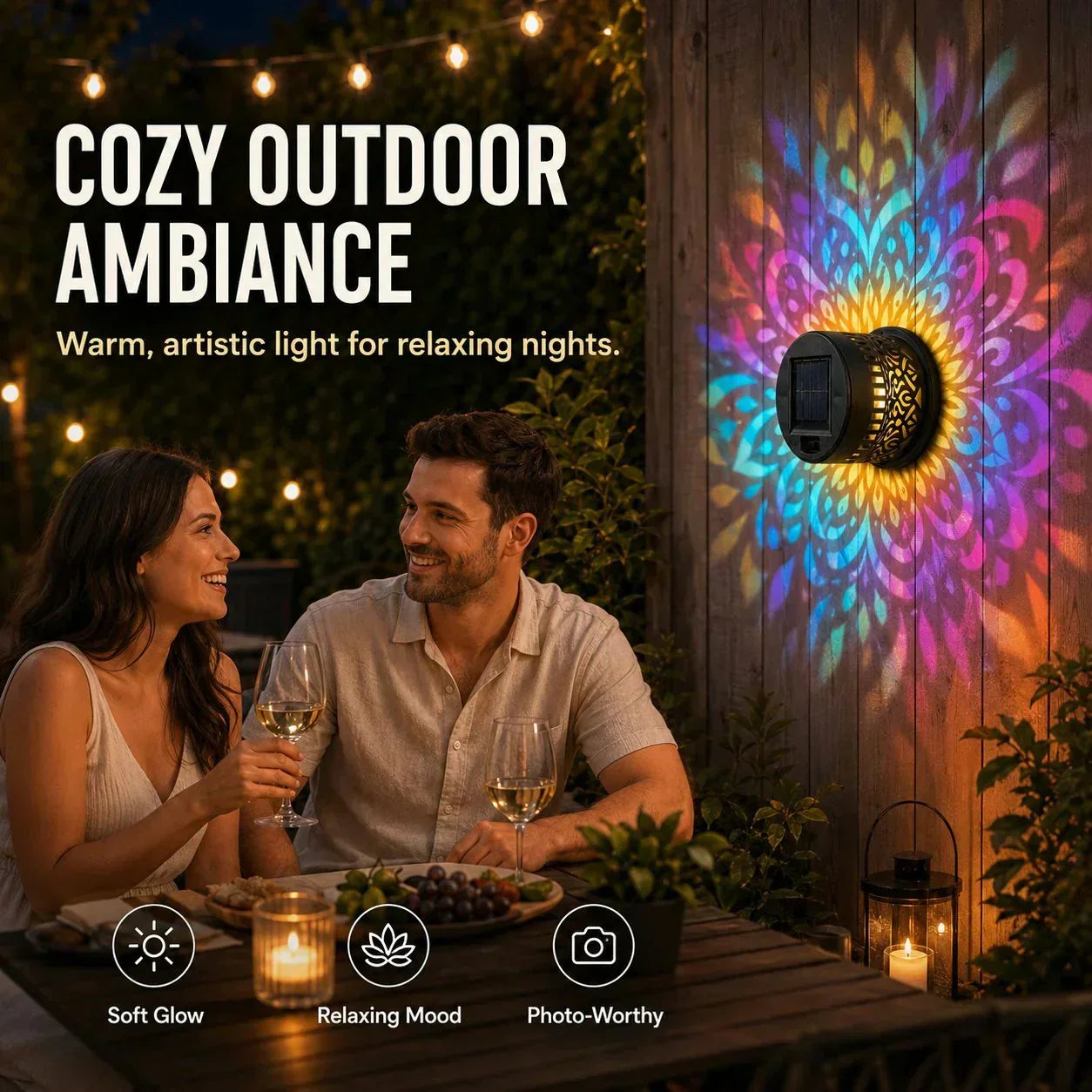 🔥Solar Mandala Light – Stunning Pattern Projection, IP65 Waterproof Auto On/Off 🌿