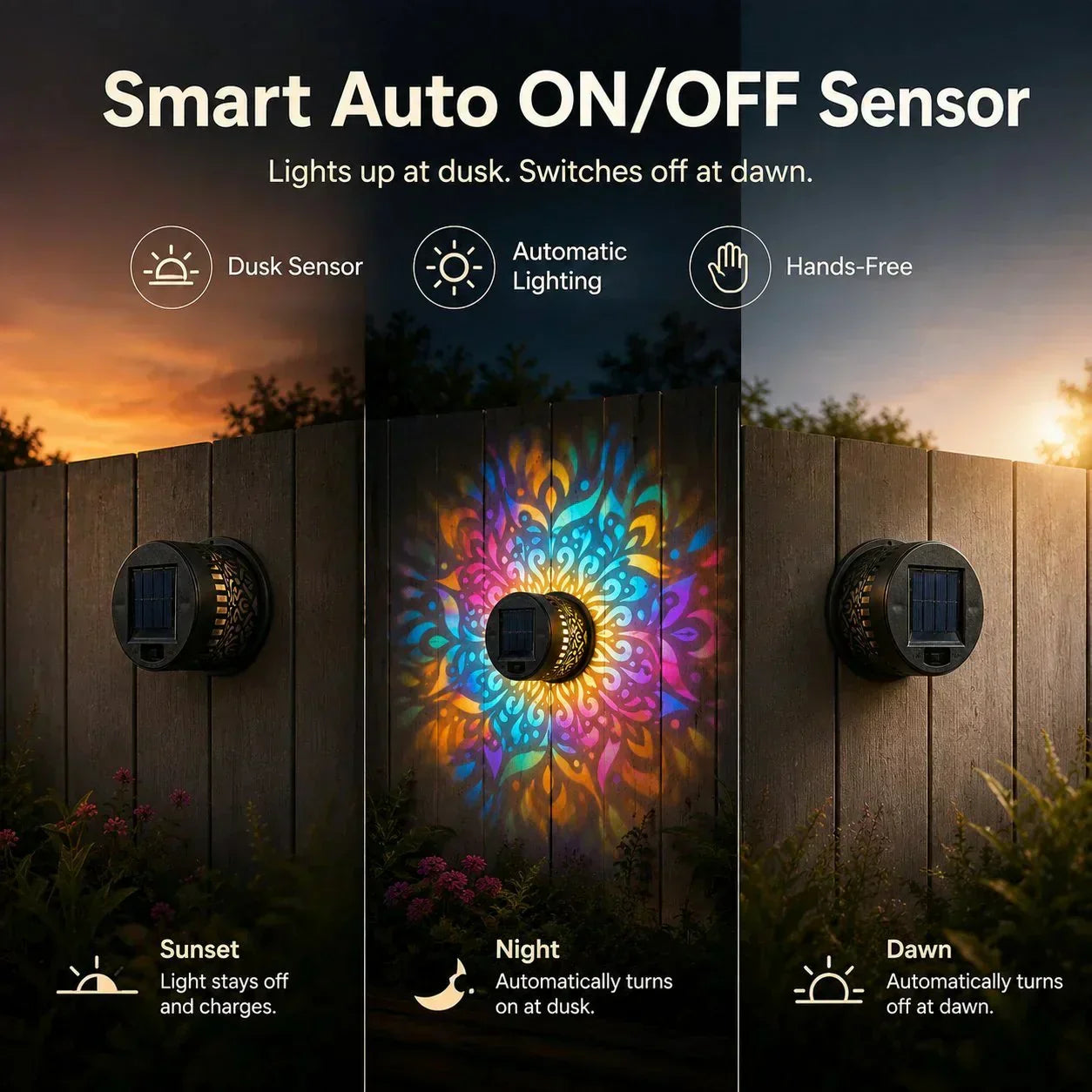 🔥Solar Mandala Light – Stunning Pattern Projection, IP65 Waterproof Auto On/Off 🌿