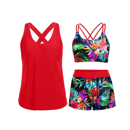 🏖️Modest Swim Set🩱Full-Coverage Tankini + Boyshorts with Pockets | Sun-Safe UPF 50+ ☀️🛡️ | Perfect for Beach Days 🌊