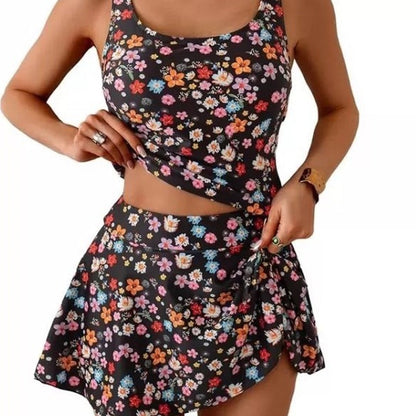 ☀️Summer Sale 70% Off🌊Tank Top & Side Tie Skirt Swimwear Set