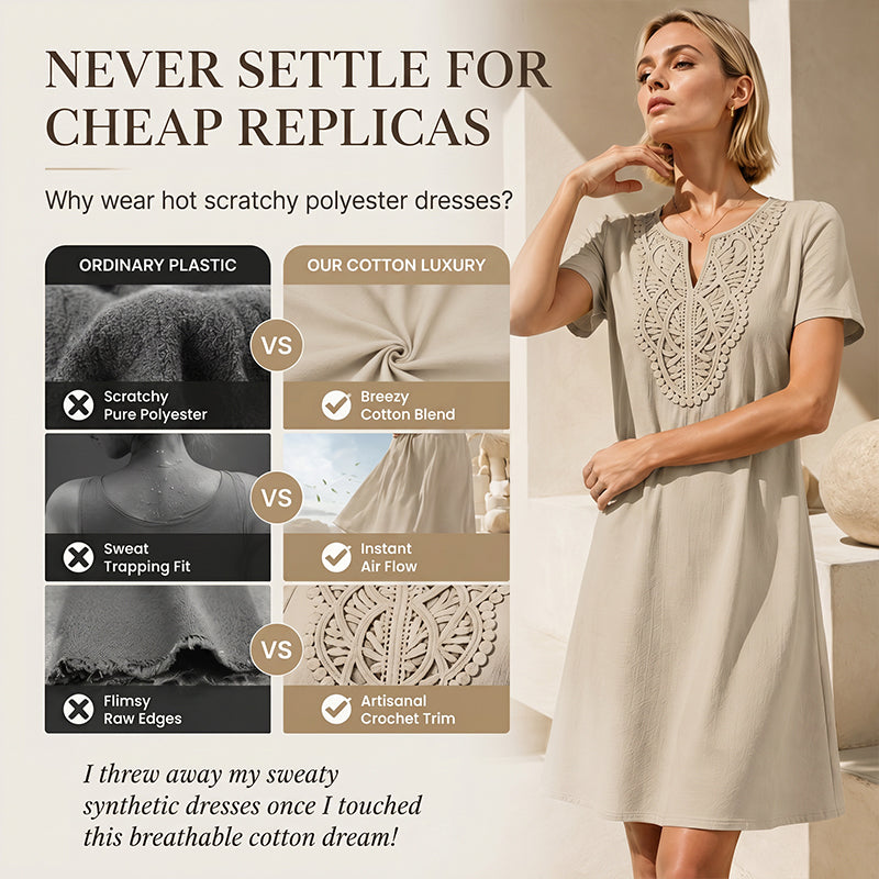 ✨👗Women's Bohemian Lace V-Neck T-Shirt Dress – Effortless Summer Chic✨