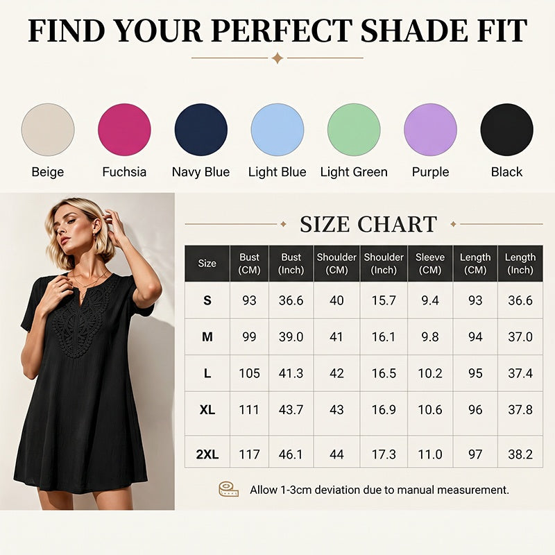 ✨👗Women's Bohemian Lace V-Neck T-Shirt Dress – Effortless Summer Chic✨