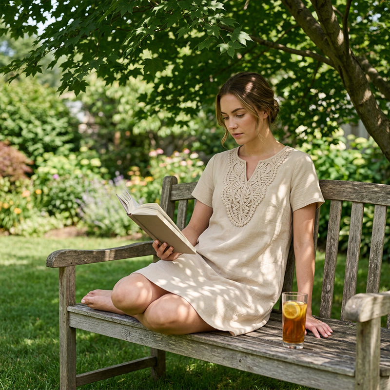 ✨👗Women's Bohemian Lace V-Neck T-Shirt Dress – Effortless Summer Chic✨